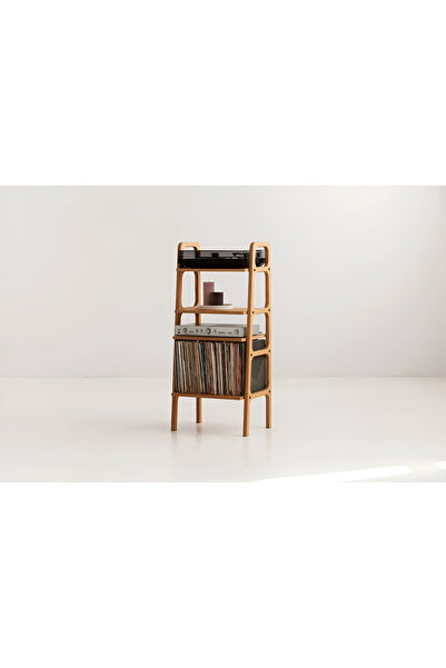 Hardalart Dekoratif Ahşap Kitaplık – Pikap, Plak, Kitap ve Aksesuar Raf Ünitesi