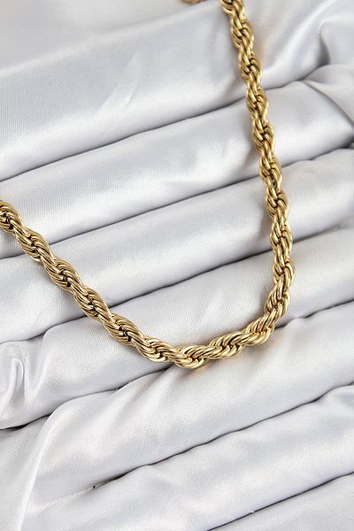 Clariss 316L Steel Twist Model Gold Color Women's Necklace