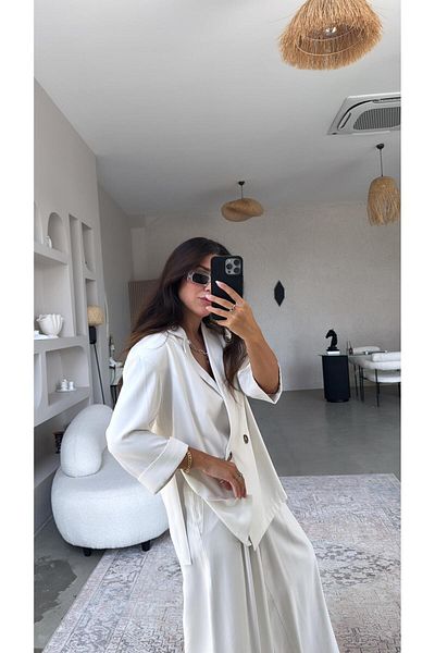 Buket Teke Ivory Premium Jacket Pants Set