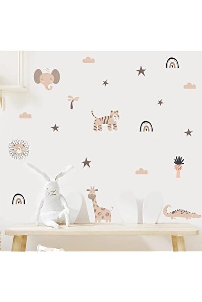 Generic ملصقات جدارية فنية لحيوانات السفاري الكرتونية من Laoyello Boho ملصقات...