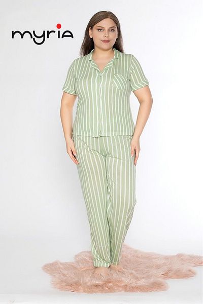 MyRia Women's Short Sleeve Capri Pajama Set