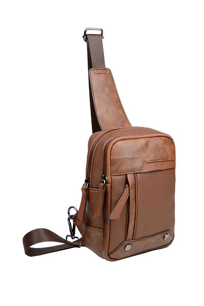 en deri Men's Black Multi-Compartment Daily Cross Strap Shoulder Bag