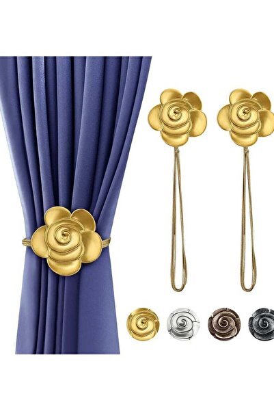 Generic KASTWAVE Curtain Ties Magnetic, Aimou Resin Flower Curtain Tiebacks Vintage Curtain Drapery Holdbac