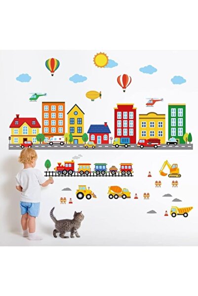 Generic Bpa Vinyl Buildings Transports Removable Peel Stick Wall Decals for Kids