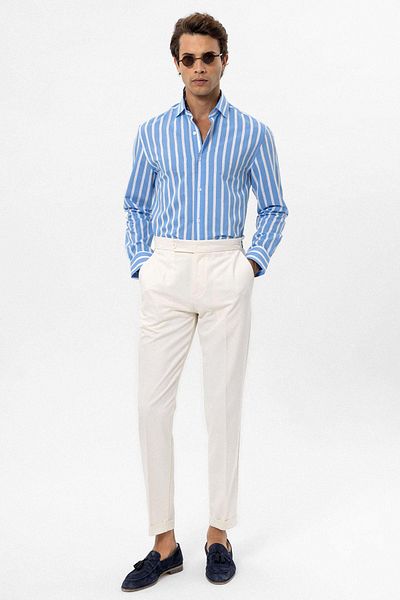 Antioch Blue Slim Fit Striped Men's Shirt