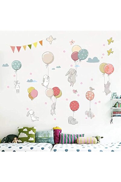 Generic Brand Cartoon Cute Balloon rabbit wall stickers for children's bedroo...