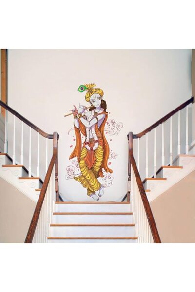 Generic Brand BPA PVC Vinyl 'Lord Krishna with Flute' Wall Sticker (90 x 60cm...