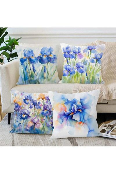 Generic 4PCS Home Decor Floral Pillow Case, Modern Sofa Pillow Covers 45cm x 45cm Square Cushion Covers,
