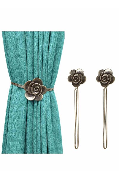 Generic Excefore Vintage Camellia Magnetic Curtain Tieback, 2 Pcs Resin Flower Curtain Drapery Holdback Ret