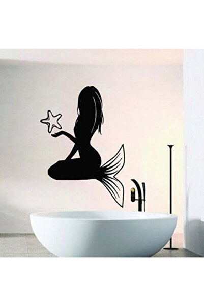 Generic Mermaid Bathroom Wall Sticker Black 60x90cm