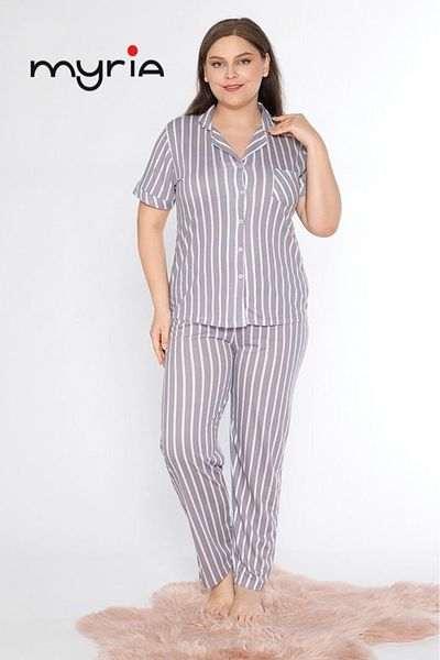 MyRia Women's Short Sleeve Capri Pajama Set
