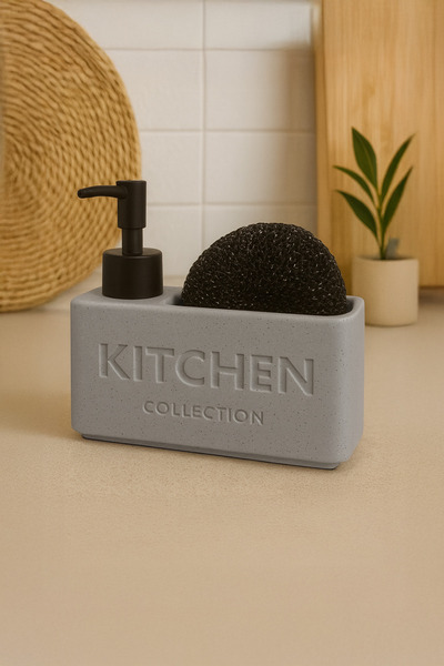 Kitchen Life Σετ δοσομετρητή υγρού σαπουνιού Sueza Sponge Countertop Kitchen Bathroom 350 Ml - Σετ δοσομετρητή σαπουνιού κουζίνας