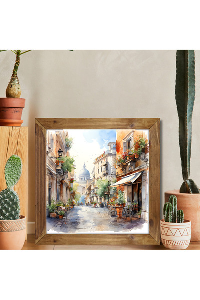 woodhomeworks tek parça gerçek ahşap çerçeveli mutfak dekor tablo kare