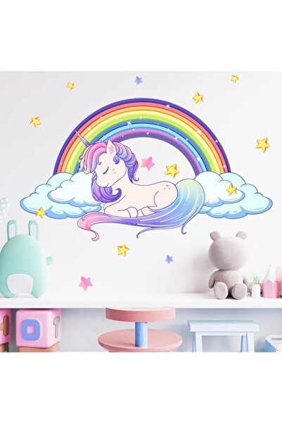 Generic ملصقات حائط يونيكورن من كلوثميل، ملصقات حائط قوس قزح مقاومة للماء، مل...