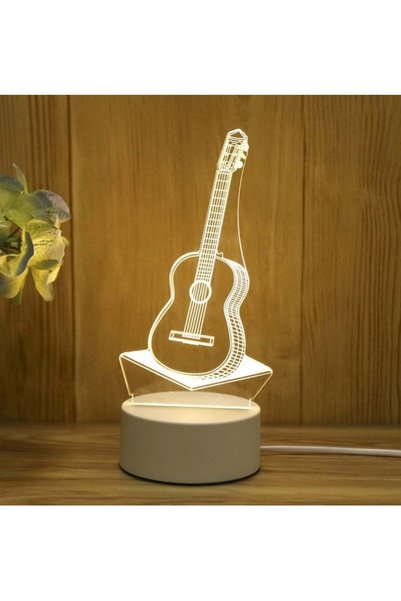 Generic Guitar 3D LED Lamp White