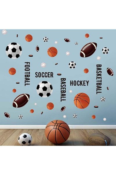 Generic Amimagen Basketball Football Soccer Sports Wall Stickers - Kids Baby Boys Wall Decals - Nursery Pla
