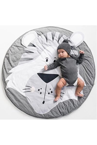 Generic سجادة لعب قطنية للأطفال، سجادة زحف ناعمة بيضاء قابلة للفصل والغسل، بط...