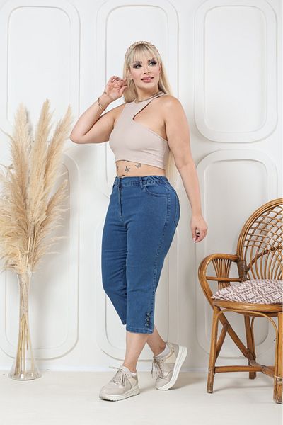 EYLÜL BUTİK Women's Elastic Waist Capri