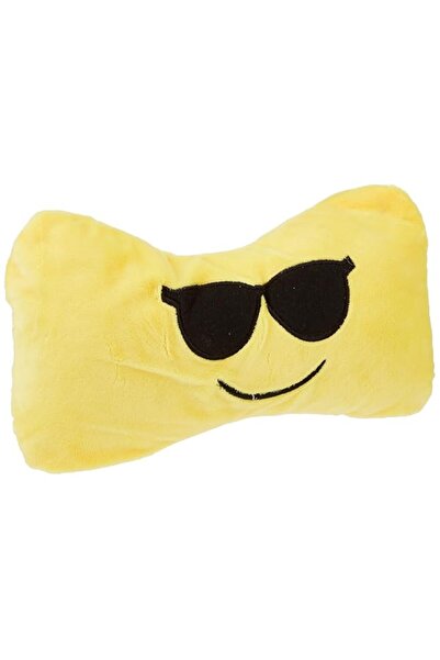Generic Goldedge Emoji Car Set Neck Pillow Headrest Support Emoji Tounge Design Yellow 25 CM