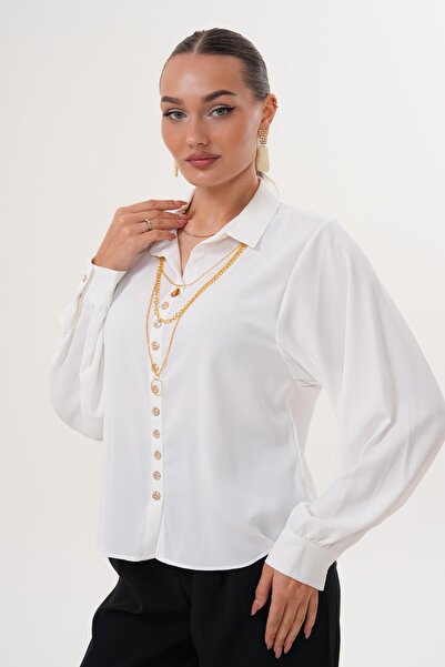 ŞİMAL Women's Necklace Detailed Shirt 255259 -