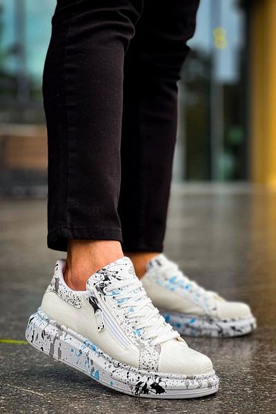 STILVANA Kb-02 kuback lace-up crocodile white blue men's daily shoes