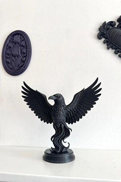 3DOria Kusursuz Kuzgun Heykel & Dekoratif Kuzgun Biblo 18 cm