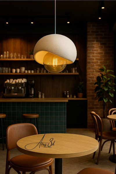 Ares Home Beton Görünümlü Tekli Sarkıt Avize Rustik E27 Modern Avize Bohem Beton Görünüm (E27 Ampul Dahil )