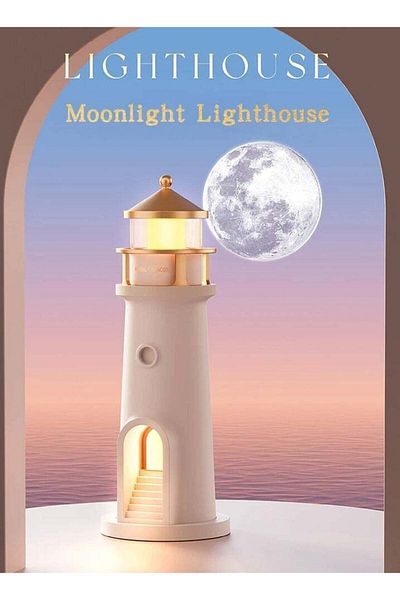 Generic Shopit Lighthouse Moon Lamp Projector, LED Table Lamp for Kids, Boys & Girls, with Rechargeable Bat