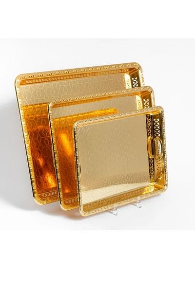 Bin Shihon 3-piece steel serving tray set
