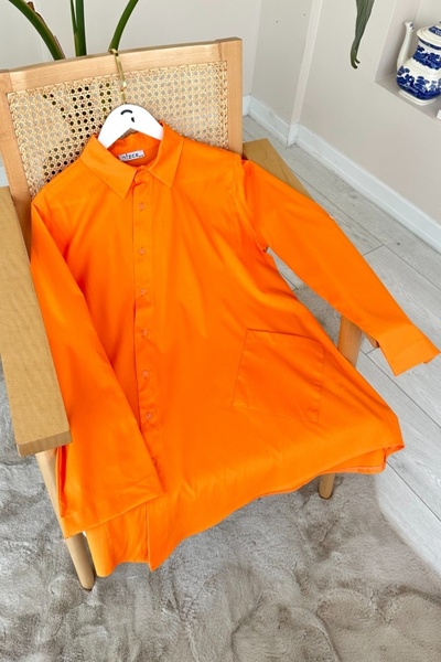 Kombinazon Fimela Cross Buttoned Orange Tunic