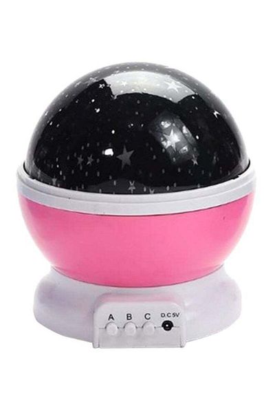 Generic Star And Moon Rotating Projector Night Lamp Black/White/Pink 13x13x14.5cm