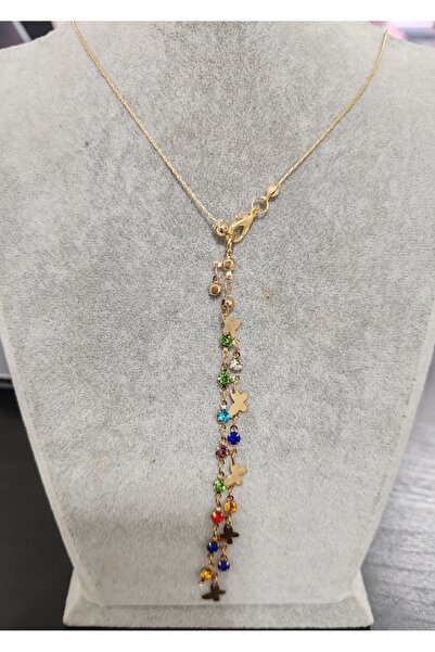elbi bijuteri Colorful Butterfly Y Necklace