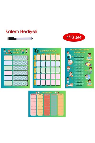 HALL BREATHE Çocuklar İçin Eğlenceli Planlayıcı Seti: Alışkanlık, Haftalık ve Sorumluluk Takibi