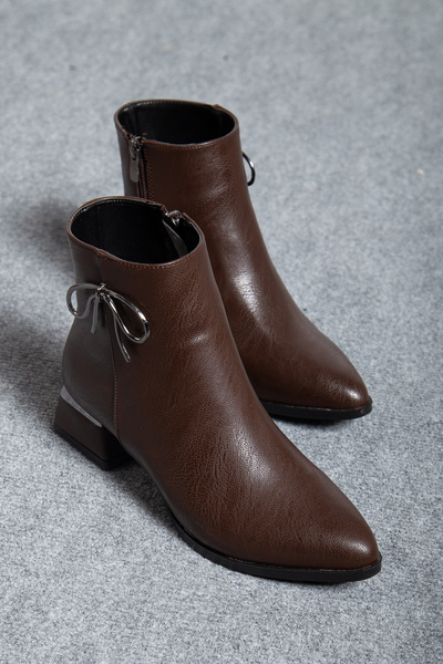 DİORİN Kadın Kahverengi Yandan Toka kelebek Orta Topuk Kışlık Bot