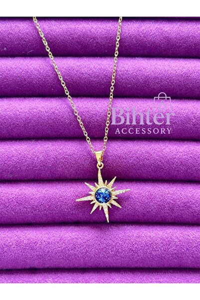 Bİ BONCUK Opal Taşlı Gold Kutup Yıldızı Kolye 925 Ayar Gümüş Kaplama Hediye Kutulu Doğum Günü Hediyesi