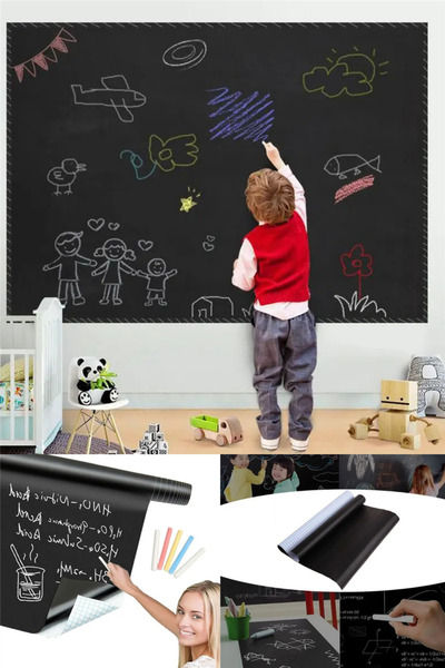 HALL BREATHE Kesilebilir Siyah Kara Tahta, Tebeşir Hediyeli, Duvar ve Mutfak ...