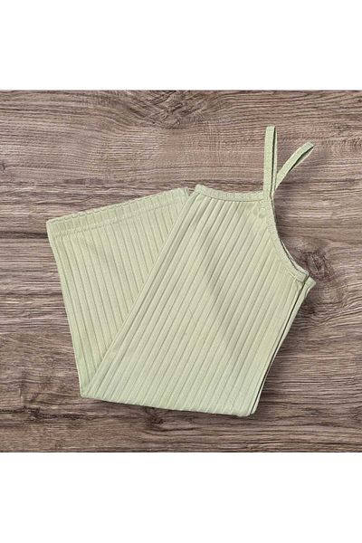 ESTA STORE Viscose Ribbed Plain Cream Color Sling Tank Top