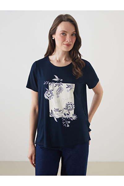 LC Waikiki Rmz Gi̇yi̇m Farkiyla Zero Roba Collar Printed Women's T-Shirt