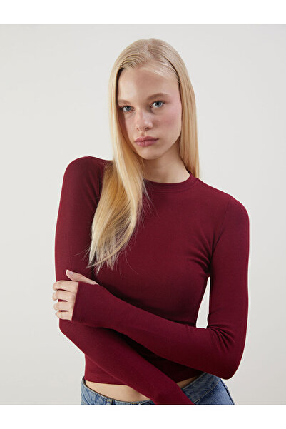 LC Waikiki Claret Red Crew Neck Women's Bodysuit