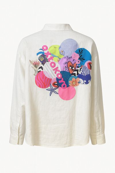 poupee Women's Oversized Linen Shirt, Off White Women's Shirt