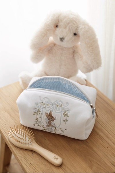 LYIA Rabbit and Flower Embroidered Makeup Bag/Baby Care Bag - 1 Medium Size