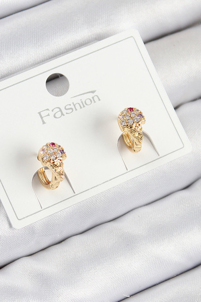 Skygo Brass Zircon Stone Ice Cream Model Gold Color Children's Earrings - Tj-Bkp11201