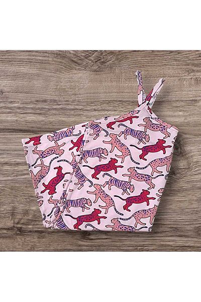 ESTA STORE Pink Panther Patterned Viscose Combed Cotton Strap Tank Top
