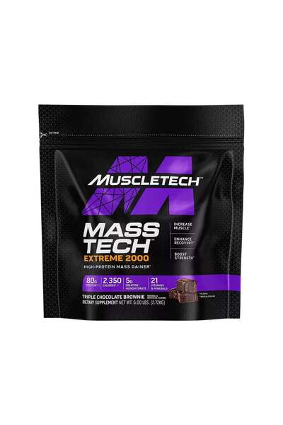 MUSCLETECH Mass Tech Extreme 2000، براوني الشوكولاتة الثلاثية، 6 رطل