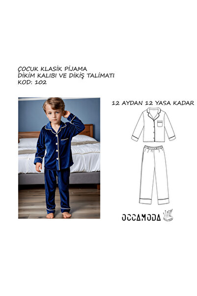 Handmade Çocuk Klasik Alt Üst Pijama Dikim Kalıbı ve Adım Adım Dikiş Talimatı...