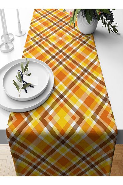 Bertille Home Autumn Plaid Series 140X40 cm Digital Printed Runner (Halloween Autumn)