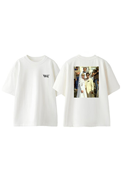 THEWERT Tricou oversize alb din bumbac cu imprimeu pe spate Scarface 7 Design