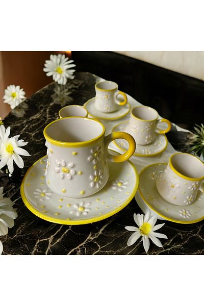 Arsim Home Set of 12 Pieces of Cups with Hand Decor