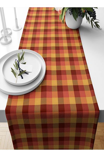 Bertille Home Autumn Plaid Series 140X40 cm Digital Printed Runner (Halloween Autumn)