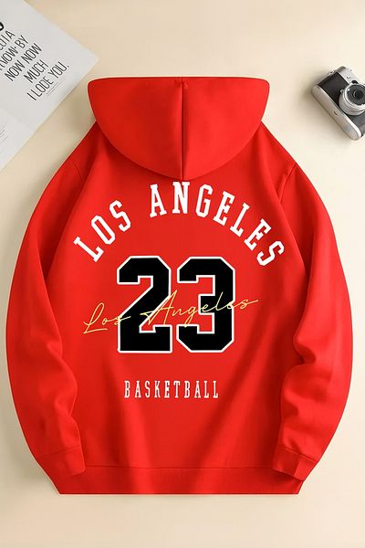 New Shine Red Unisex Los Angeles 23 Printed Sweatshirt